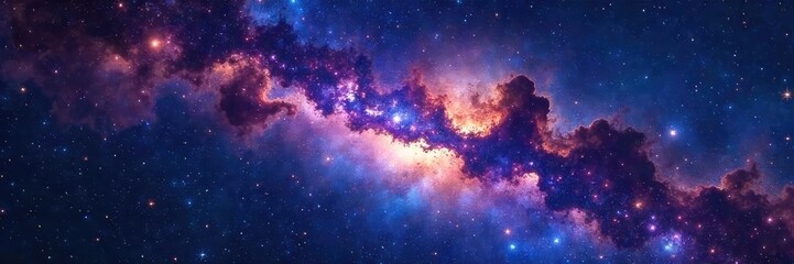 Fototapeta premium Vast, star-filled night sky swirling with celestial nebulae, representing the infinite expanse of a divine cosmos Perfect for religious, spiritual, and cosmic themes , nebula, cosmos, night
