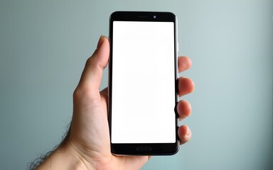 Hand holding blank smartphone. High quality