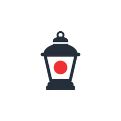 Simple Lantern Icon with Red Circle light symbol design vector illustration minimal graphic element vintage traditional object shape