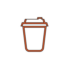 Orange Outline Coffee Cup Icon drink beverage cafe restaurant design illustration graphic symbol take away to go disposable hot