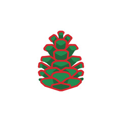 Green Pine Cone Illustration icon graphic design element nature christmas winter holiday symbol plant tree forest wood red simple flat