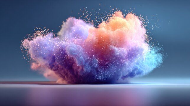conceptual. Abstract data visualization as a colorful particle cloud, representing modern tech concepts. product launch decks.