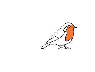 Simple Line Drawing of a Robin Bird animal wildlife nature art illustration sketch icon vector graphic design cute avian fauna