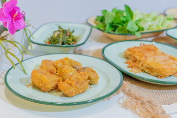 chicken nuggets with salad