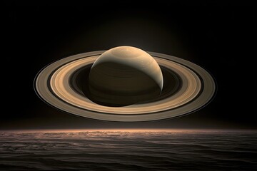 Saturn with rings, above horizon