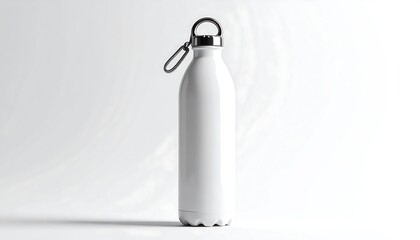 White insulated water bottle on white background