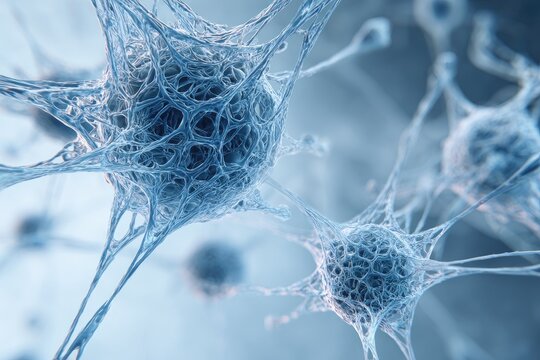Detailed view of interconnected nerve cells - Powered by Adobe