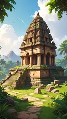 Ancient temple in lush jungle