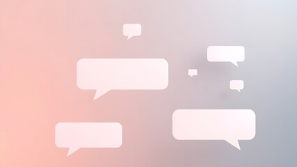 Modern feedback concept with floating speech bubble shapes on a soft gradient background.