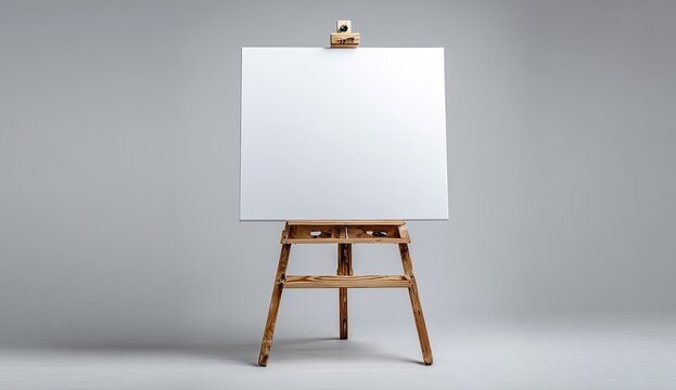 Blank canvas on easel against a plain background