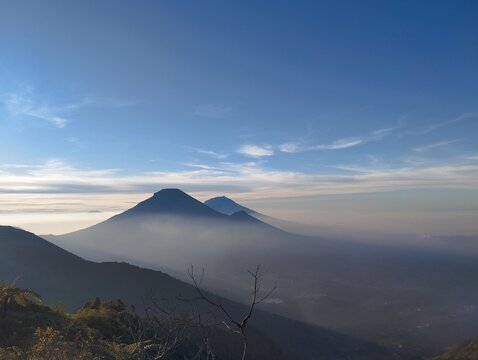 Morning view from the top of Mount Bismo, Central Java