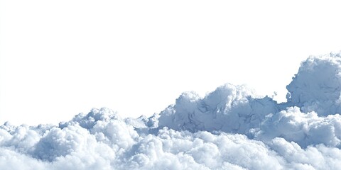 Fluffy cumulus clouds against a pure white background