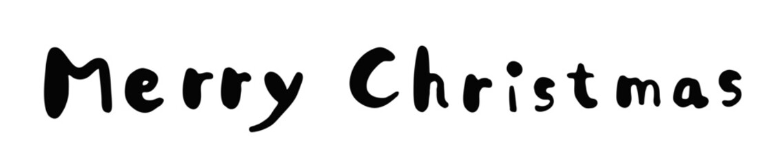 Merry Christmas Handwritten Text Illustration on White Background