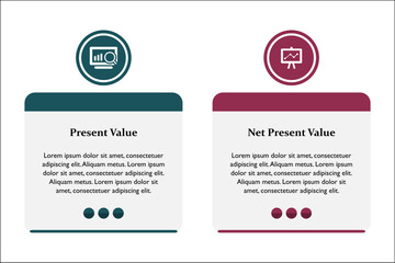 Vector illustration of present value and net present value. Infographic template with icons