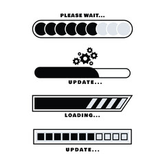 Loading Bar Set Vector Progress Indicator Icons