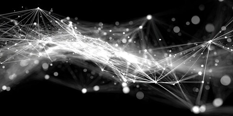 Abstract network of interconnected points and lines