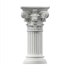 Obraz premium Classical column, sculpted white, isolated