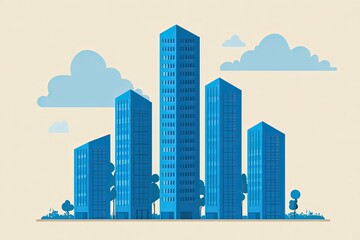 Obraz premium Cityscape of stylized blue skyscrapers