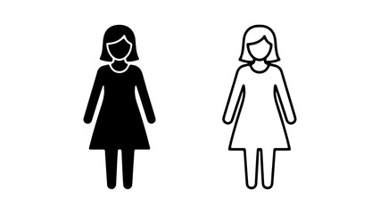 Woman pictogram female figure girl icon simple design black and white.