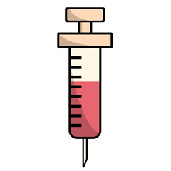 Illustration of a syringe filled with liquid, placed on a clean surface, ideal for medical use