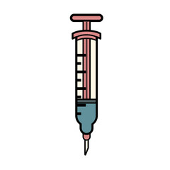 Colorful syringe with detailed markings, set against a minimalistic background
