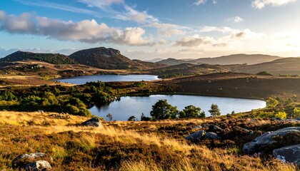 Scottish Highlands lake landscape at dawn