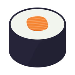 Close-up of a beautifully crafted sushi roll with vibrant colors and textures, set on a minimalist background