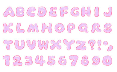 Cute Glossy Alphabet and Number 3D Font Set