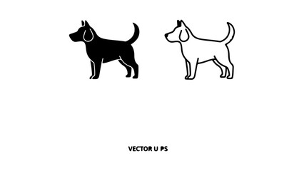 Two dog silhouettes one black and one outline standing side by side.