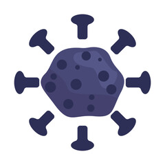 Abstract representation of a virus with protruding spikes on a solid background