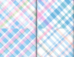 Pastel plaid pattern set