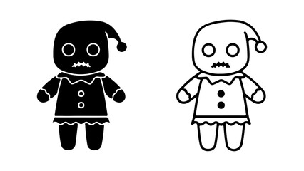 Two identical gingerbread man figures with scared expressions.