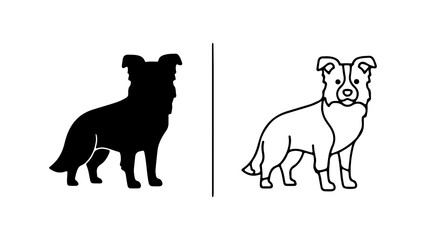 Two Illustrations of a Border Collie Dog.