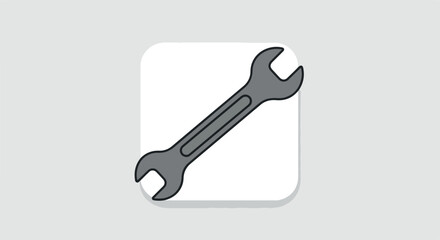 Simple wrench icon on white background for repair and maintenance.
