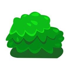 Vibrant green bush with layered leaves against a blank white background, ideal for nature-themed designs