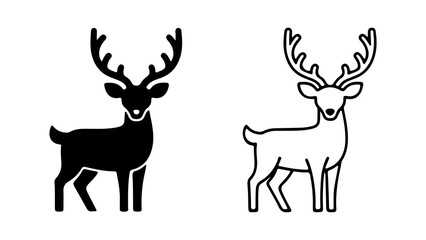 Two Reindeer Icons Black and White.