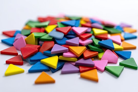 Colorful triangular puzzle pieces