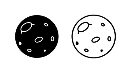 Two simple moon illustrations in black and white showing craters.