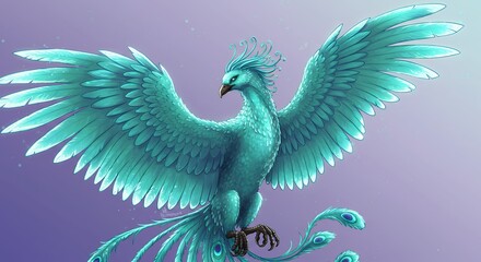 Teal phoenix illustration