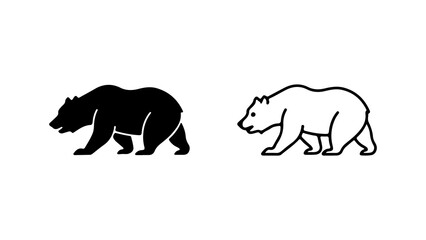 Two Stylized Bear Illustrations One Black Silhouette One White Outline.