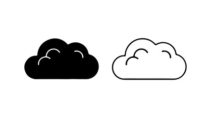 Two stylized cloud icons one solid black and one outline white.