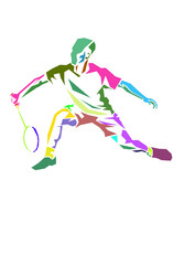 Pop art of badminton player transparent