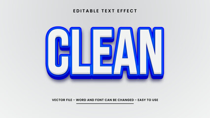 Editable text effect with blue 3D style