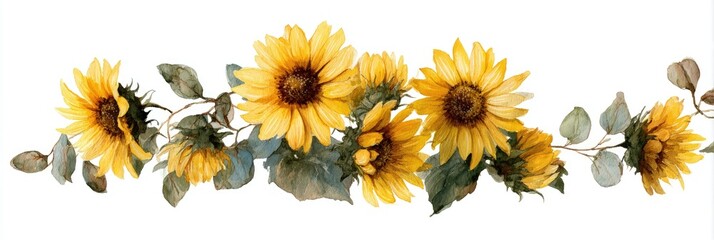 Watercolor sunflower border (1)