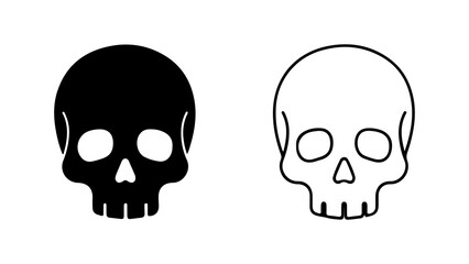 Two stylized skull icons one solid black and one outline representing danger or mortality.