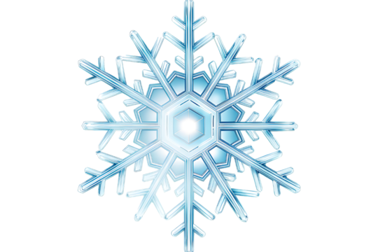 Detailed glowing ice crystal snowflake with intricate geometric patterns and bright center on black background