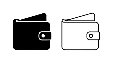 Wallet icons black and line art design.