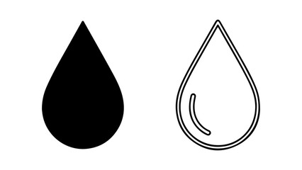 Water drop icons black filled and outline.
