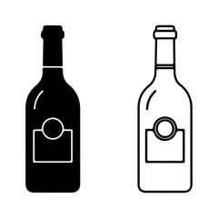 Wine bottle icons in silhouette and outline styles.