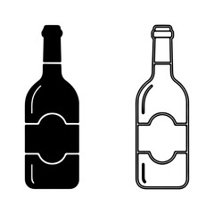Wine bottle illustration in black and white perfect for design and branding.